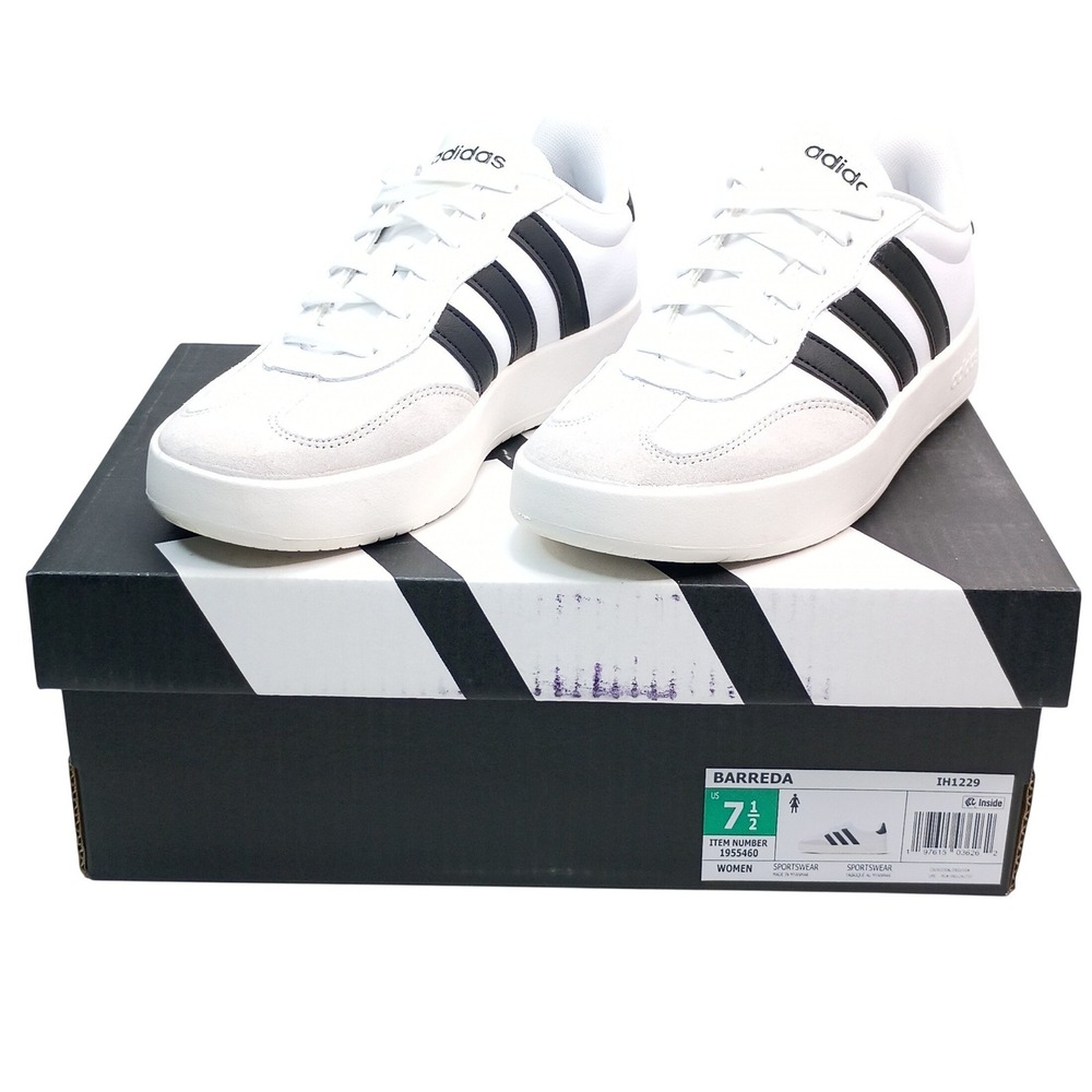 Adidas Barreda Sneakers Women Size 7.5 White Black IH1229 Sportswear Shoes - Picture 1 of 10